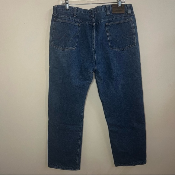 Wrangler Thermal Jeans Mens 36x30 Blue Rugged Wear Denim Red Lining insulated - Picture 4 of 14